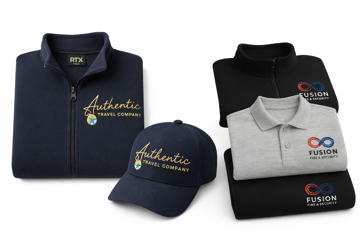 Coordinated embroidered branded clothing range by YAPO