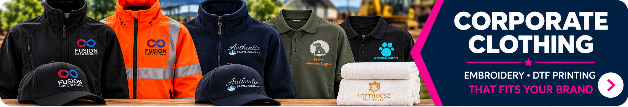 Corporate clothing, embroidery and DTF printing by YAPO